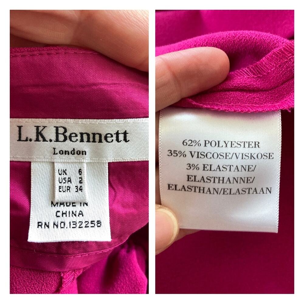 L.K. Bennett Dress Fuchsia Women's Size 2 - Picture 5 of 11